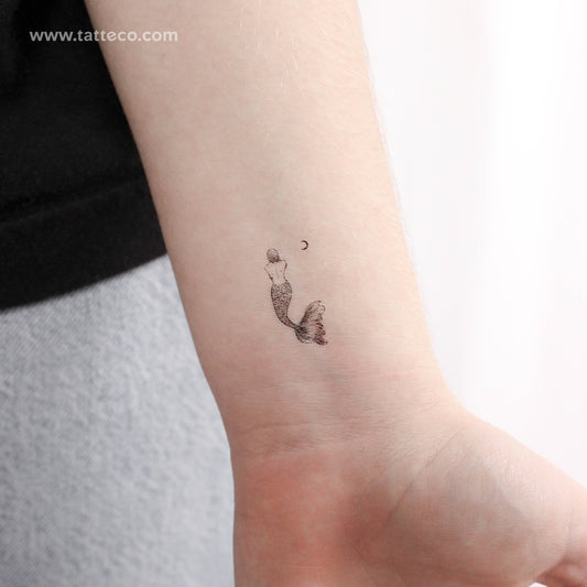 Mermaid And Moon Temporary Tattoo - Set of 3