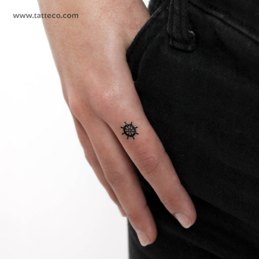 Tiny Ship Wheel Temporary Tattoo - Set of 3