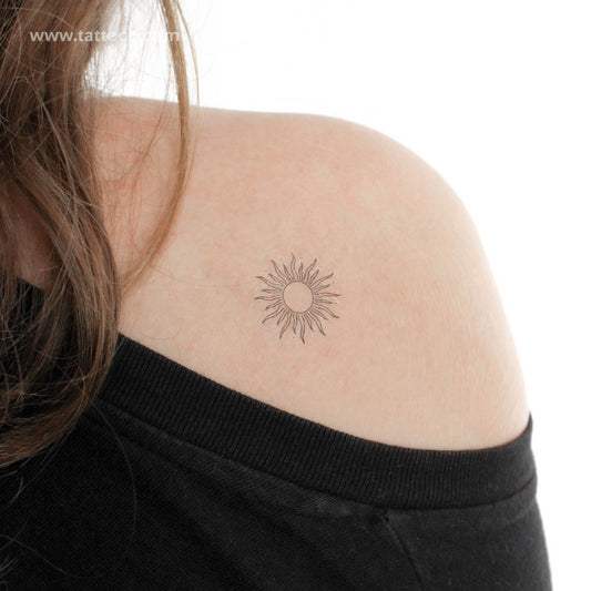 Tatuaje temporal de sol brillante de línea fina - Juego de 3
