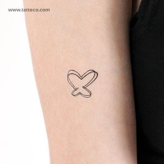 Double Heart Butterfly Temporary Tattoo - Set of 3
