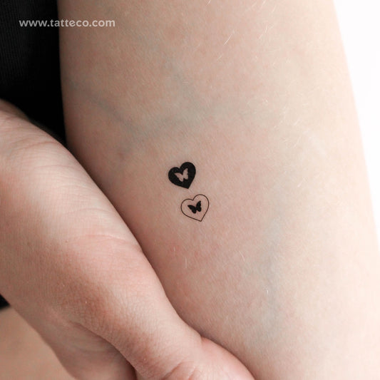 Tatuaje temporal de mariposa de amor - Juego de 3