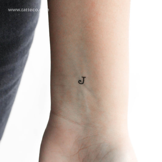 J Uppercase Typewriter Letter Temporary Tattoo - Set of 3