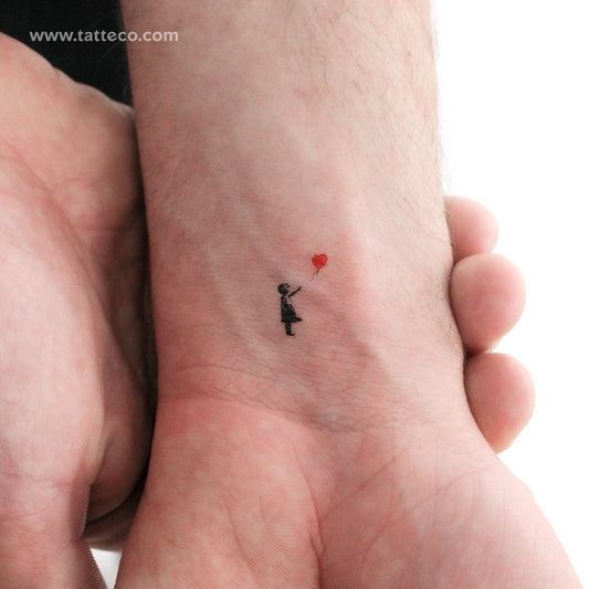 Tiny Balloon Girl Temporary Tattoo - Set of 3