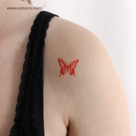 Red Butterfly Temporary Tattoo - Set of 3