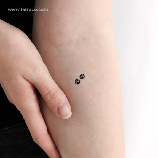 Tiny Dog Paw Couple Temporary Tattoo - Set of 3