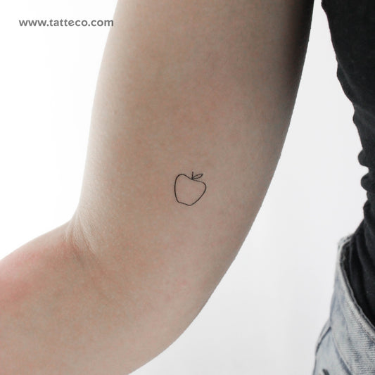 Tatuaje temporal minimalista de manzana - Juego de 3