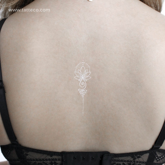 White Lotus Unalome Temporary Tattoo - Set of 3
