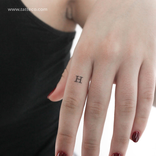 H Uppercase Typewriter Letter Temporary Tattoo - Set of 3