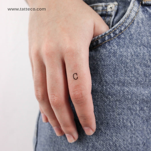 C Uppercase Typewriter Letter Temporary Tattoo - Set of 3