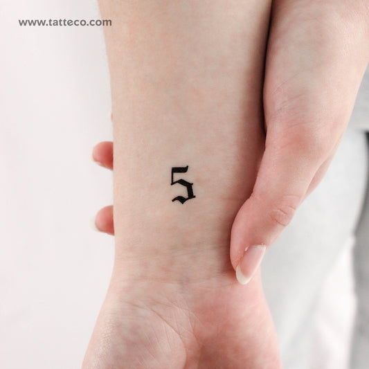Gothic Style Number 5 Temporary Tattoo - Set of 3