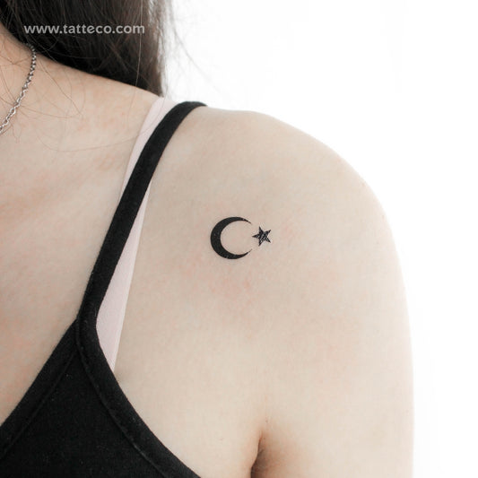 Tatuaje temporal de estrella y media luna - Juego de 3