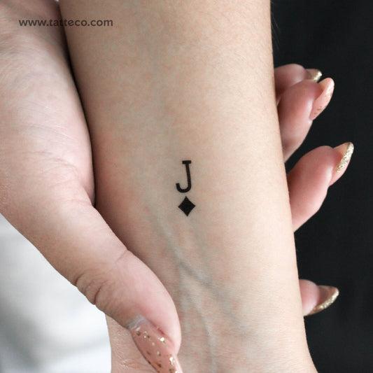 Tatuaje temporal pequeño de la jota negra de diamantes (juego de 3)