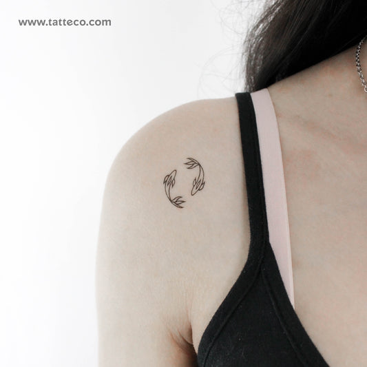 Two Opposite Fish Temporary Tattoo - Set of 3