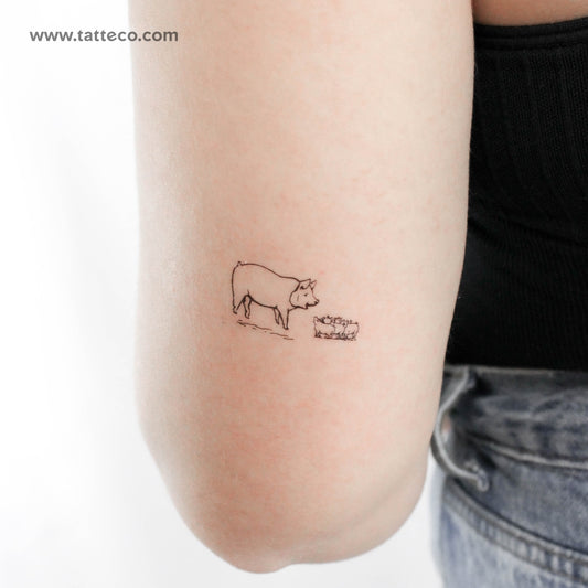 Pig Family Temporary Tattoo - Set of 3