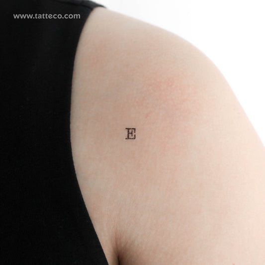 E Uppercase Typewriter Letter Temporary Tattoo - Set of 3