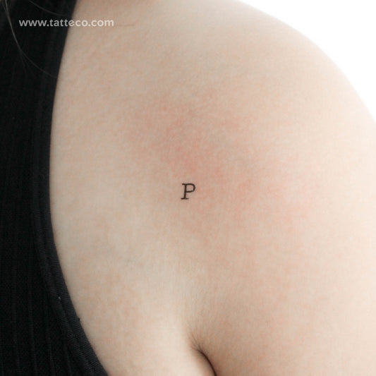 P Uppercase Typewriter Letter Temporary Tattoo - Set of 3