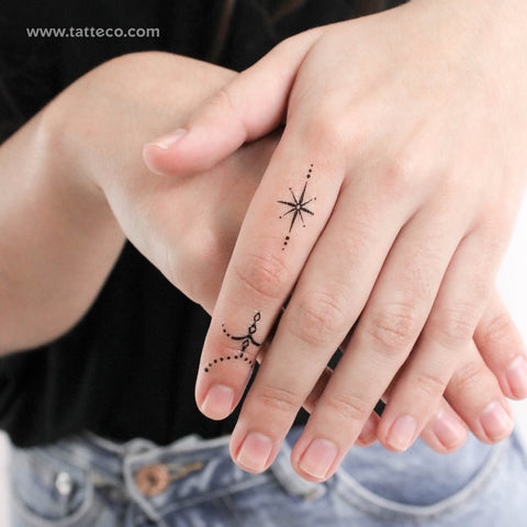 Index Finger Temporary Tattoo - Set of 3