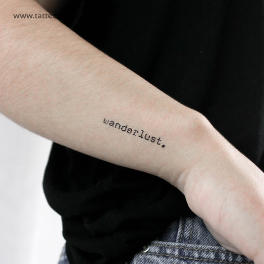 Typewriter Font Wanderlust Temporary Tattoo - Set of 3