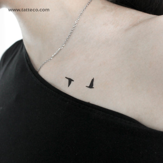Flying Bird Couple Temporary Tattoo - Set of 3