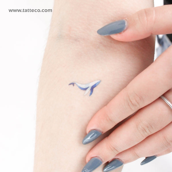 Small Watercolor Whale By Zihee Temporary Tattoo - Set of 3