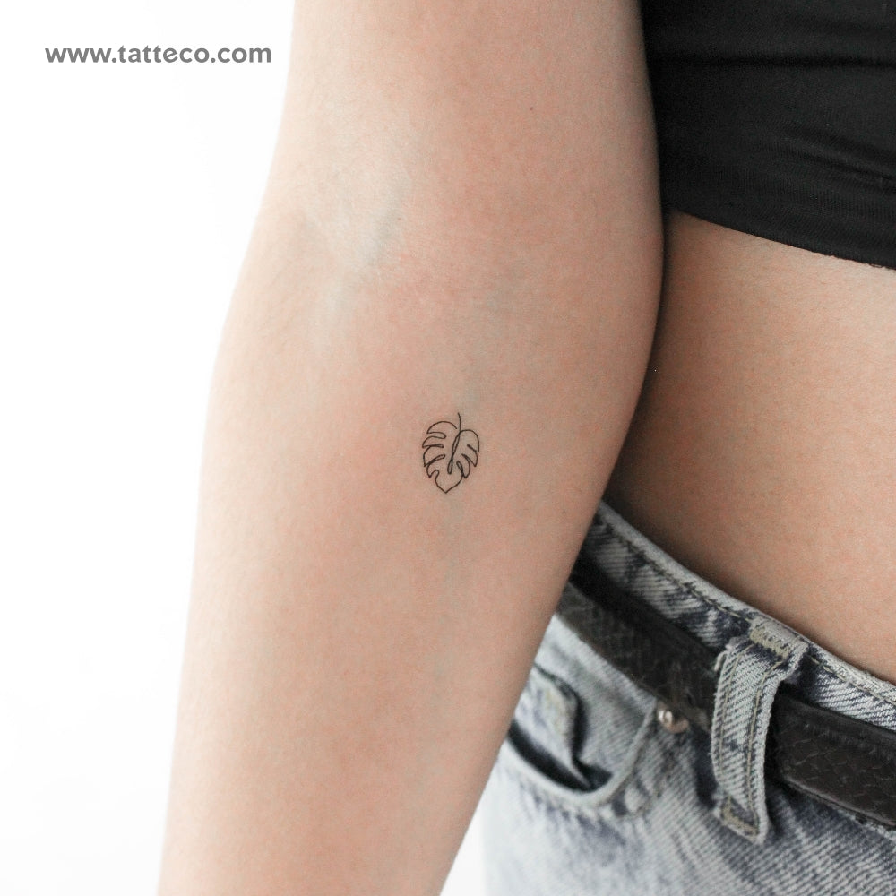 monstera tattoo ideas Fine Line Monstera Leaf Temporary Tattoo
