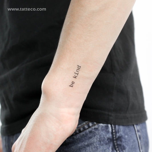 Typewriter Font Be Kind Temporary Tattoo - Set of 3