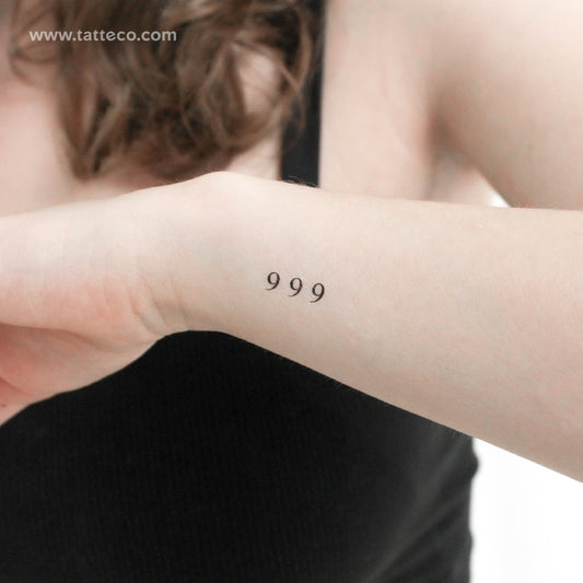 Small 999 Angel Number Temporary Tattoo - Set of 3