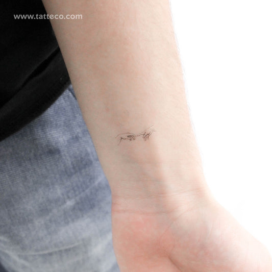 Small Creation of Adam Hands Temporary Tattoo - Set of 3