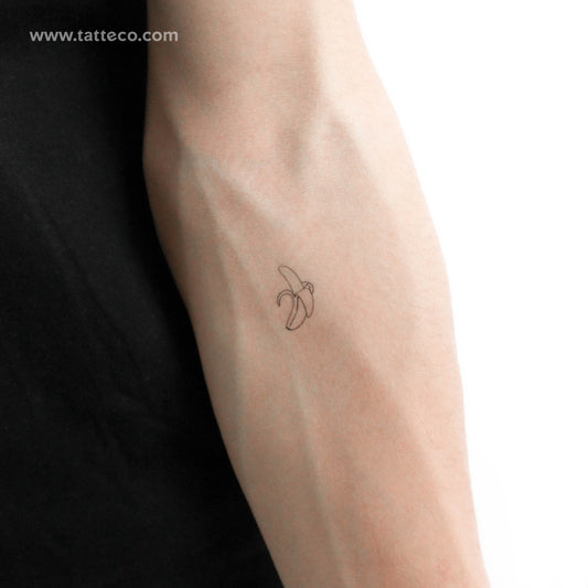 Tatuaje temporal de plátano de línea fina - Juego de 3