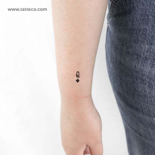 Small Black Queen Of Diamonds Temporary Tattoo - Set of 3