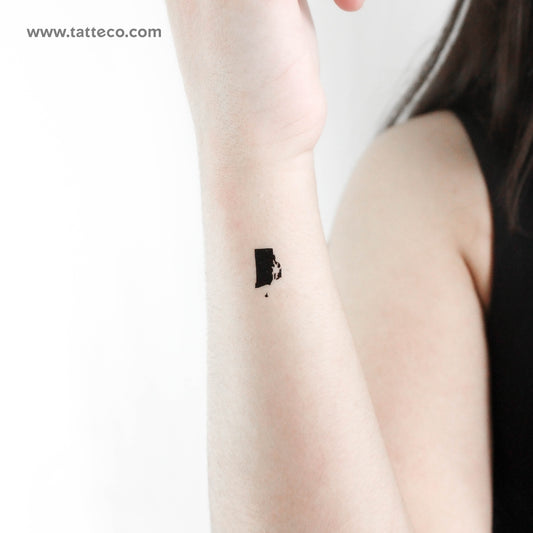 Rhode Island Map Temporary Tattoo - Set of 3