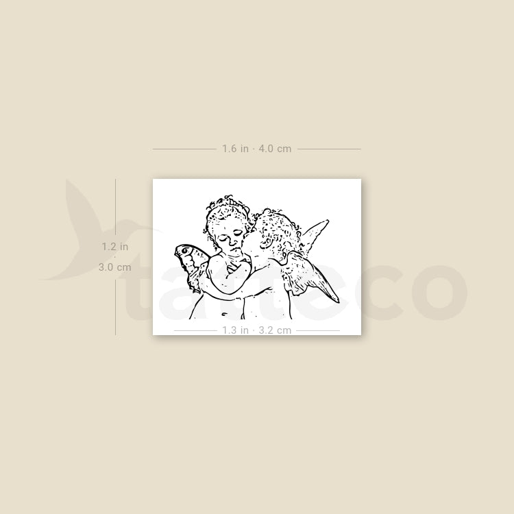 Fine Line Bouguereau's The First Kiss Temporary Tattoo - Set of 3