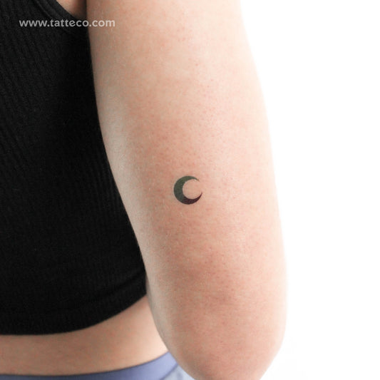 Tatuaje temporal de luna creciente verde (juego de 3)