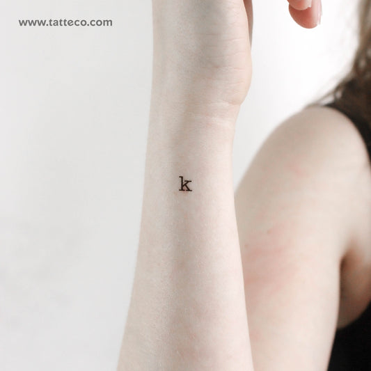 K Lowercase Typewriter Letter Temporary Tattoo - Set of 3