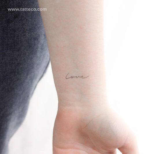 Tatuaje temporal de amor escrito a mano - Juego de 3