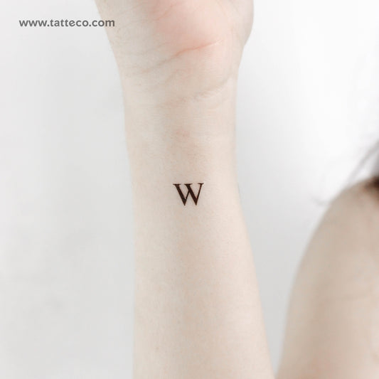 Tatuaje temporal de letra mayúscula W Serif - Juego de 3
