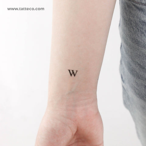 W Serif Capital Letter Temporary Tattoo - Set of 3