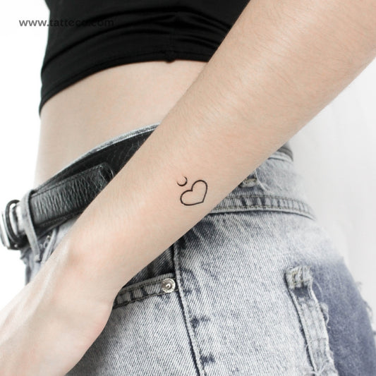 Tatuaje temporal de corazón y luna - Juego de 3