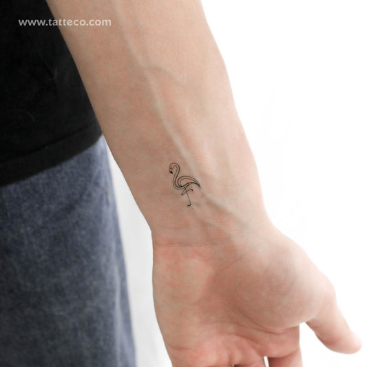 Fine Line Flamingo Temporary Tattoo - Set of 3