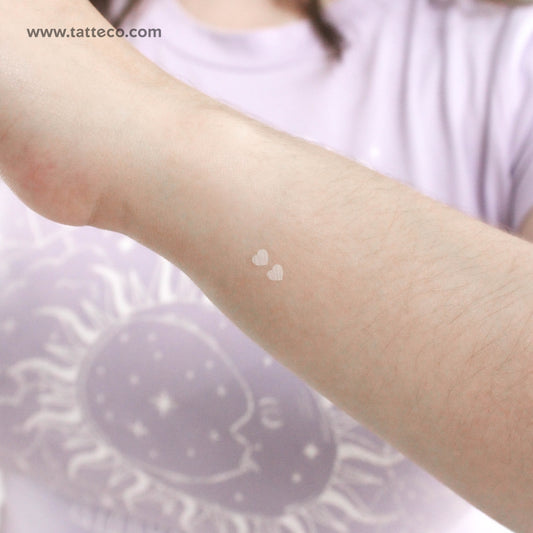 Two Tiny White Hearts Temporary Tattoo - Set of 3