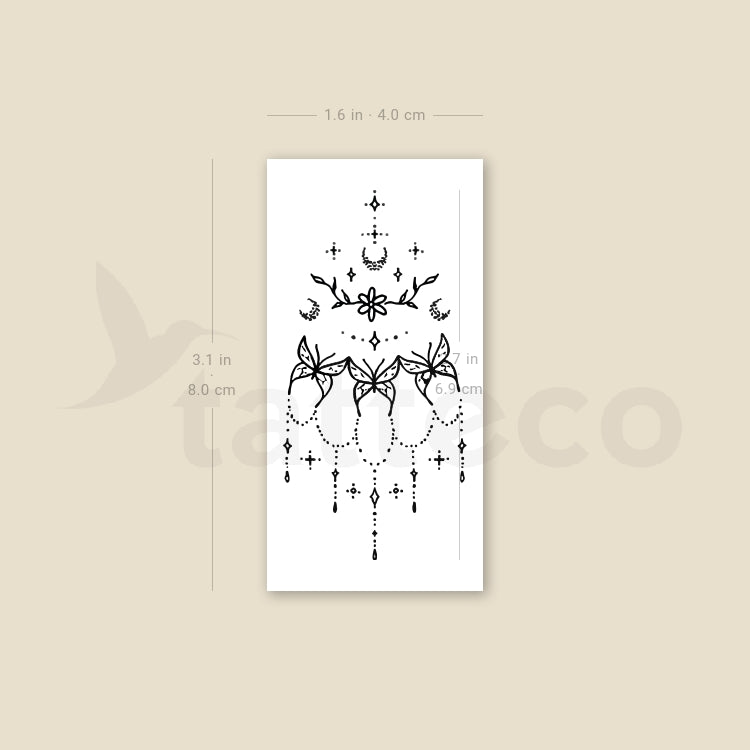 Tatuaje temporal de mariposa en la muñeca de Tukoi (juego de 3)