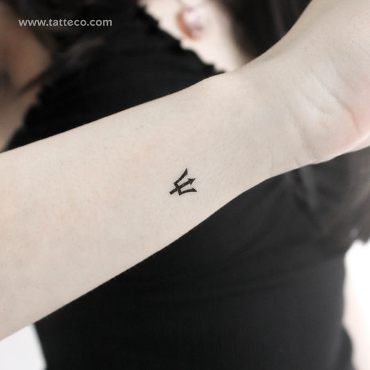 Tiny Barbados Trident Temporary Tattoo - Set of 3