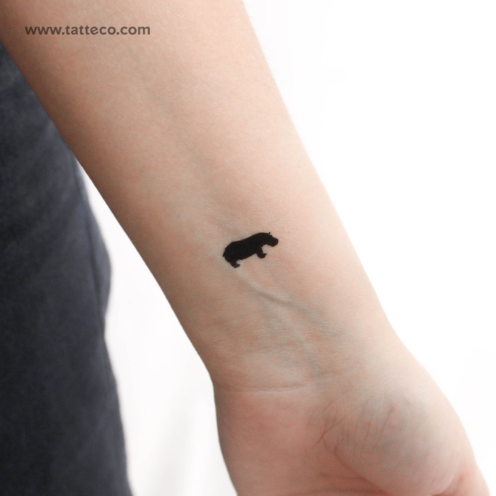 Hippopotamus Temporary Tattoo - Set of 3, image size:1000x1000