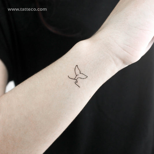 Wave And Whale Tail Temporary Tattoo - Set of 3