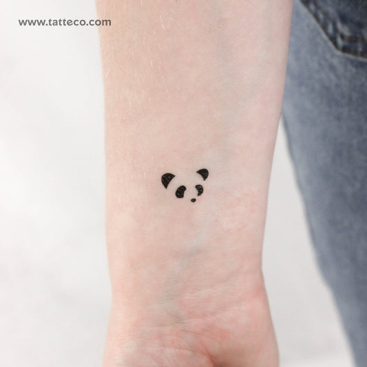 Minimalist Panda Face Temporary Tattoo - Set of 3