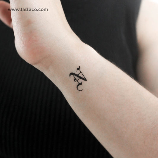 Gothic N Letter Temporary Tattoo - Set of 3