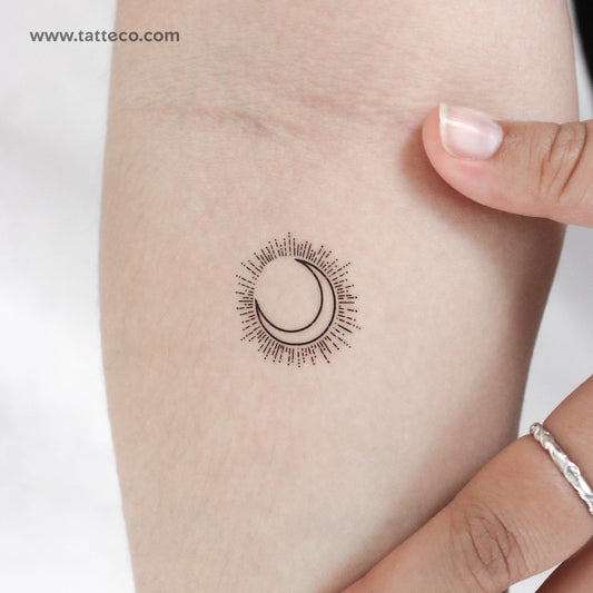 Tatuaje temporal de eclipse de línea fina - Juego de 3
