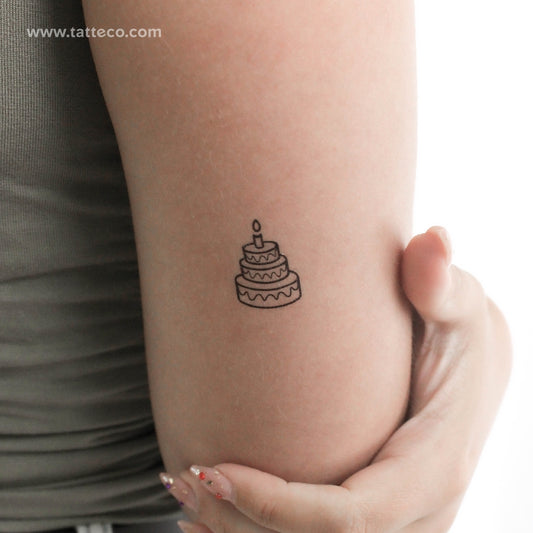 Birthday Cake Temporary Tattoo - Set of 3
