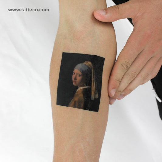 Tatuaje temporal de la joven con un pendiente de perla - Juego de 3