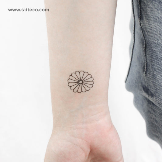 Tatuaje temporal minimalista de crisantemo (juego de 3)